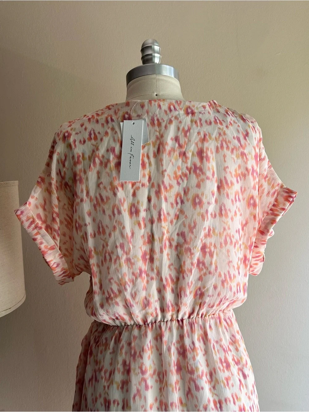 Floral Wrap Mini Dress in Pastel Coral